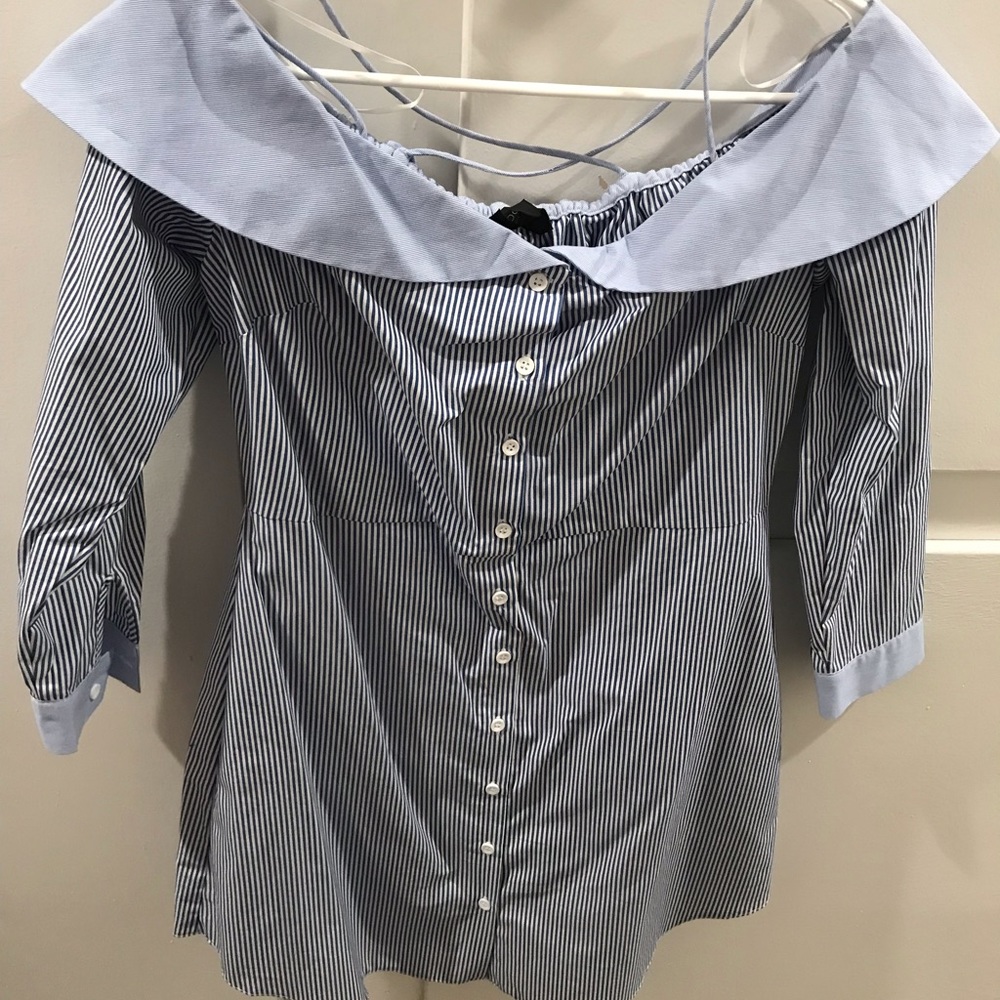 Off the shoulder pin stripe dress